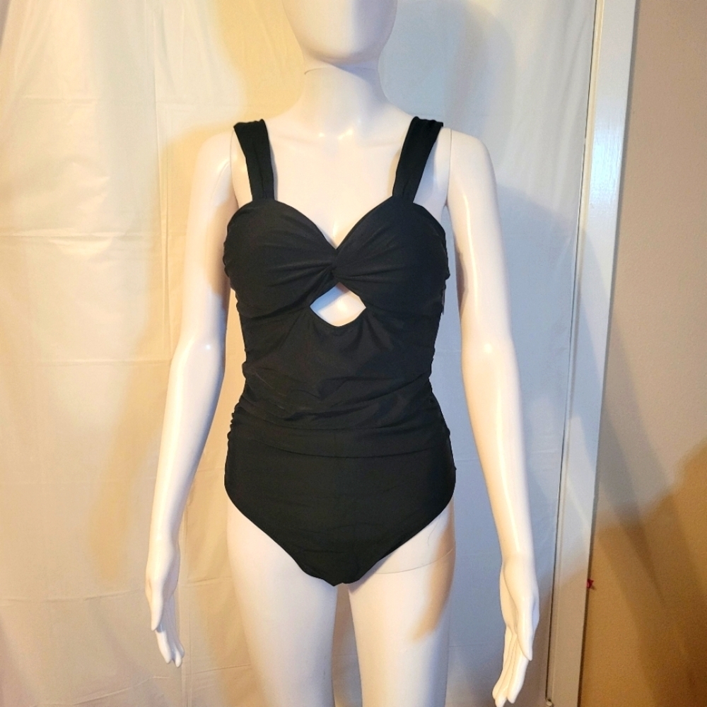 NWT Black One-Piece Swimsuit with Cutout Size Med.